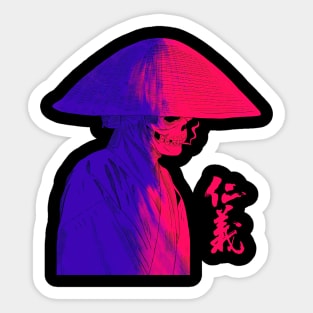 Vaporwave Japanese Skull Samurai Sticker